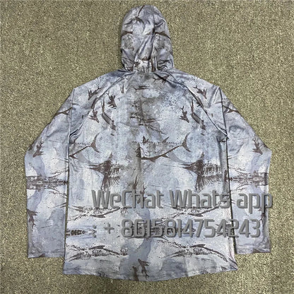 Men's Long Sleeve Fishing Hoodie – Anti-UV Sun Protection, Camouflage Hunting Shirt with UPF 50+