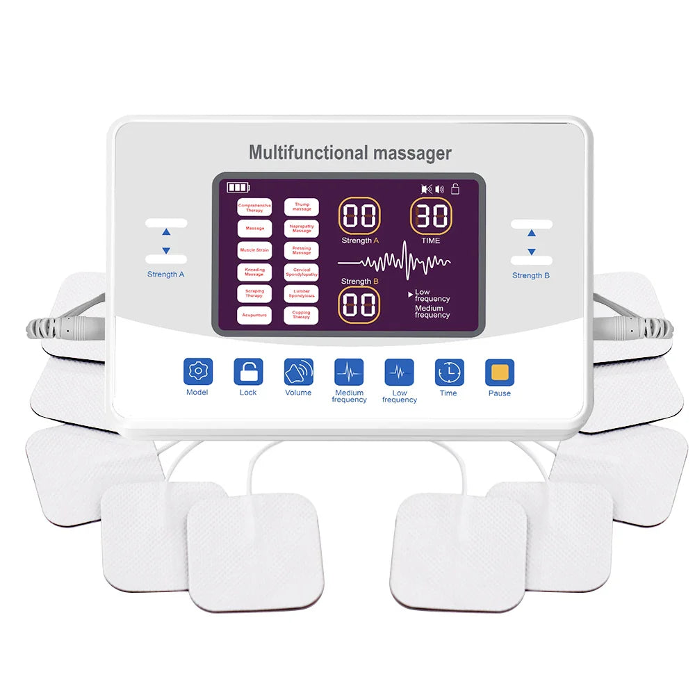 EMS Electric Muscle Stimulator — TENS Pulse Massager for Physiotherapy, Pain Relief, and Muscle Relaxation, Rechargeable Health Device