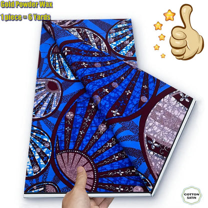 African Grand Golden Wax Fabric - Glitter Gold Ankara Pagne Batik Print Soft Cotton Fabric