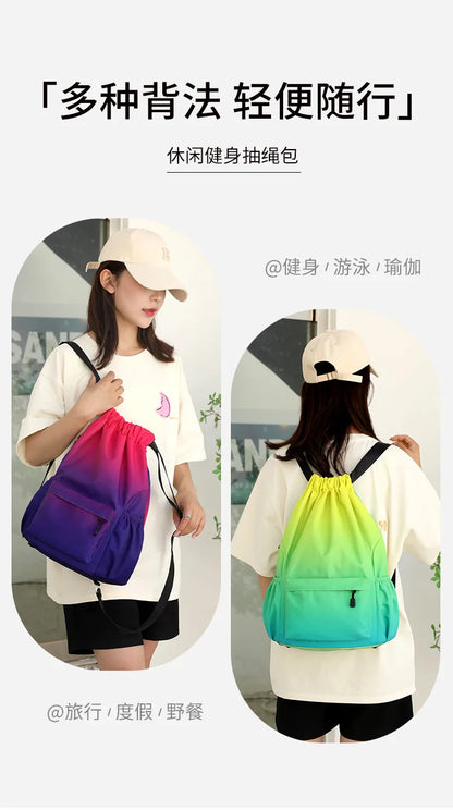 Bundle Pocket Waterproof Nylon Backpack — Portable Sports Bag for Outdoor, Camping, Swimming, Fitness, and School Use