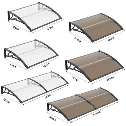 Polycarbonate Outdoor Awning - Waterproof DIY Canopy Roof Cover for Doors, Windows & Patios