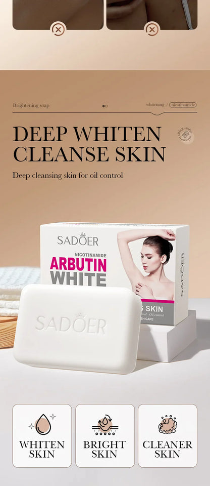 SADOER Niacinamide & Arbutin Facial Soap – Moisturizing, Brightening, Deep Cleansing Handmade Face & Body Wash Foam