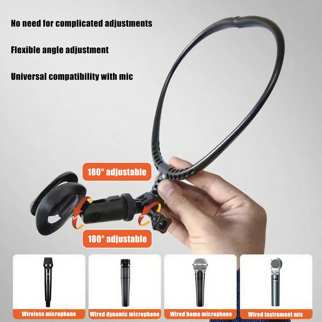 Adjustable Neck-Mounted Microphone Holder Stand – Hands-Free Brace Mic Bracket for Stage & Live Performance