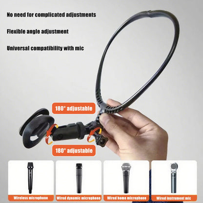 Adjustable Neck-Mounted Microphone Holder Stand – Hands-Free Brace Mic Bracket for Stage & Live Performance
