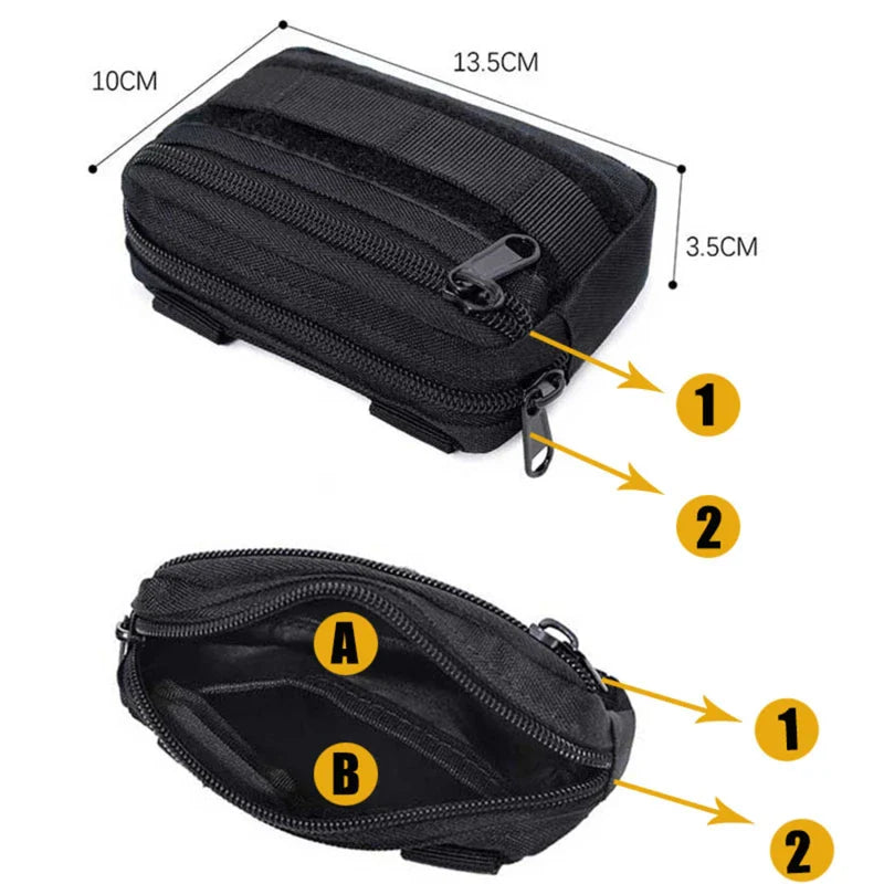 Double Layer EDC Pack - Men's Tactical MOLLE Waist Belt Hip Pouch, Oxford Fanny Pack for Camping and Hunting Accessories