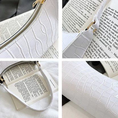 Retro Alligator Pattern PU Leather Handbag for Women – Small Shoulder & Clutch Tote Purse