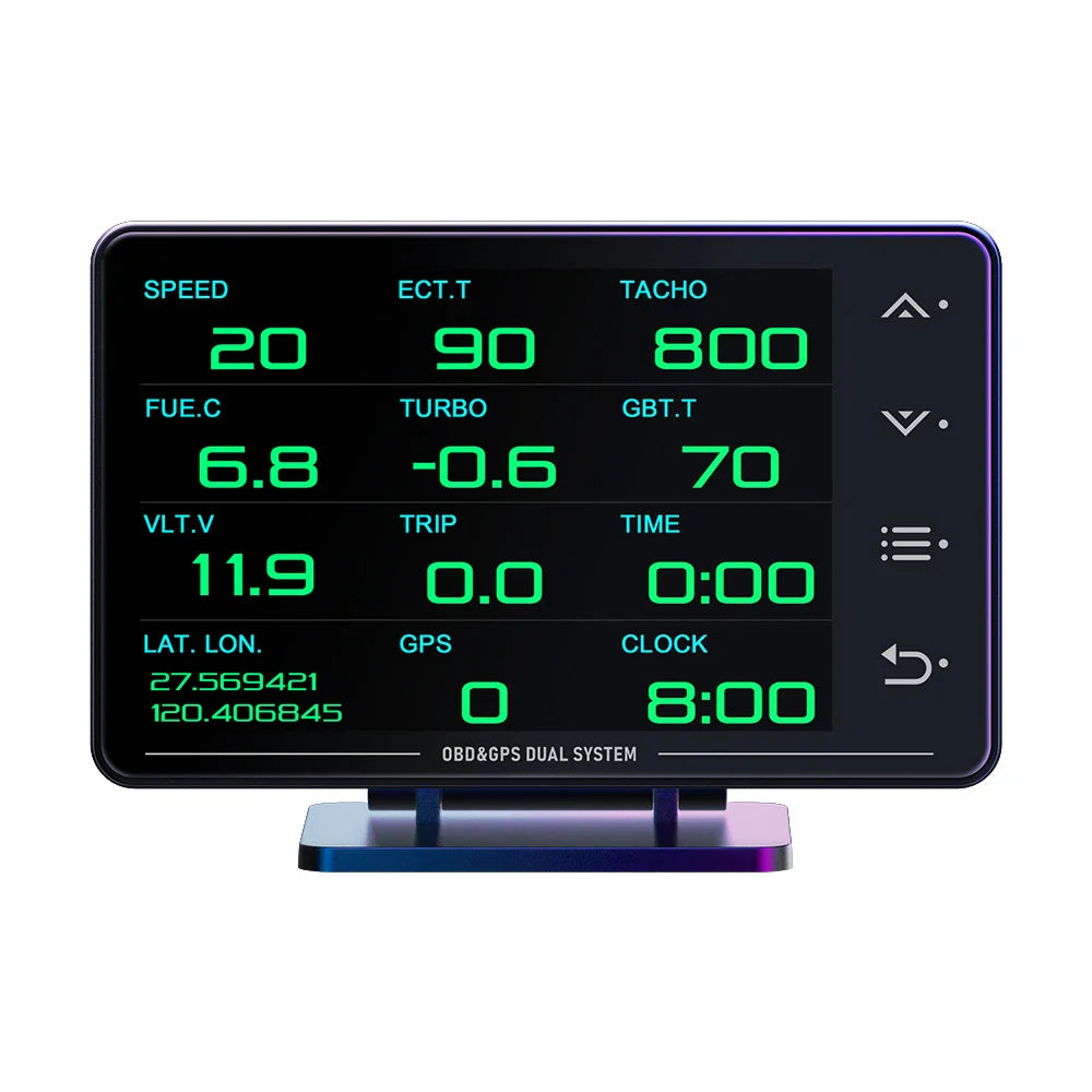 XS HUD Car Gauge – Multi-Function OBD+GPS Display for Water Temp, Turbo, Oil Pressure & Oil Temp Head-Up Display
