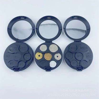 Round Japanese Coin Dispenser – Aluminum Alloy & Plastic Coin Purse Storage Wallet Holder