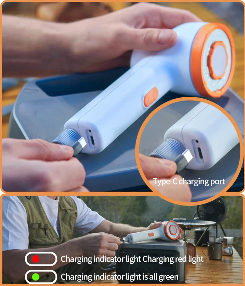 Portable Electric Outdoor Shower – 2500mAh USB Rechargeable Waterproof Showerhead for Camping & Car Wash