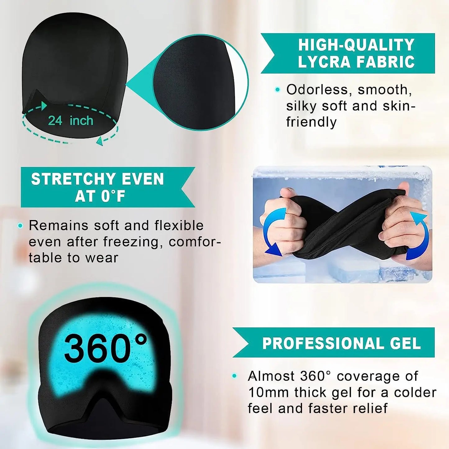 Ice Gel Migraine Relief Hat: Hot Cold Therapy Cap for Headache Relief - Stress Pressure Pain Relief Eye Mask Included