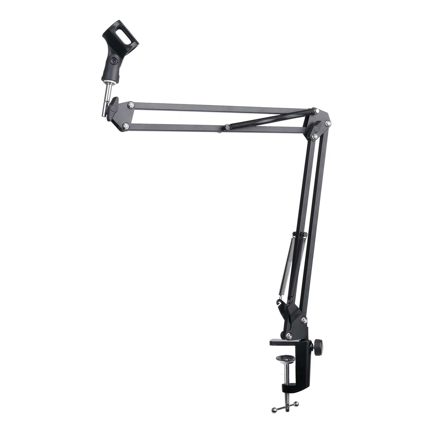 Extendable Microphone Boom Arm Stand - Suspension Scissor Arm with Mic Clip & Table Mount Clamp