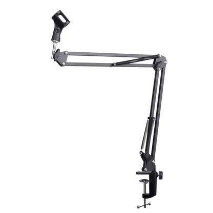 Extendable Microphone Boom Arm Stand - Suspension Scissor Arm with Mic Clip & Table Mount Clamp
