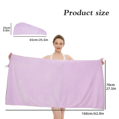 2-Piece Women’s Camisole Shower Dress — Sexy Backless, Absorbent Wearable Bath Towel Nightdress