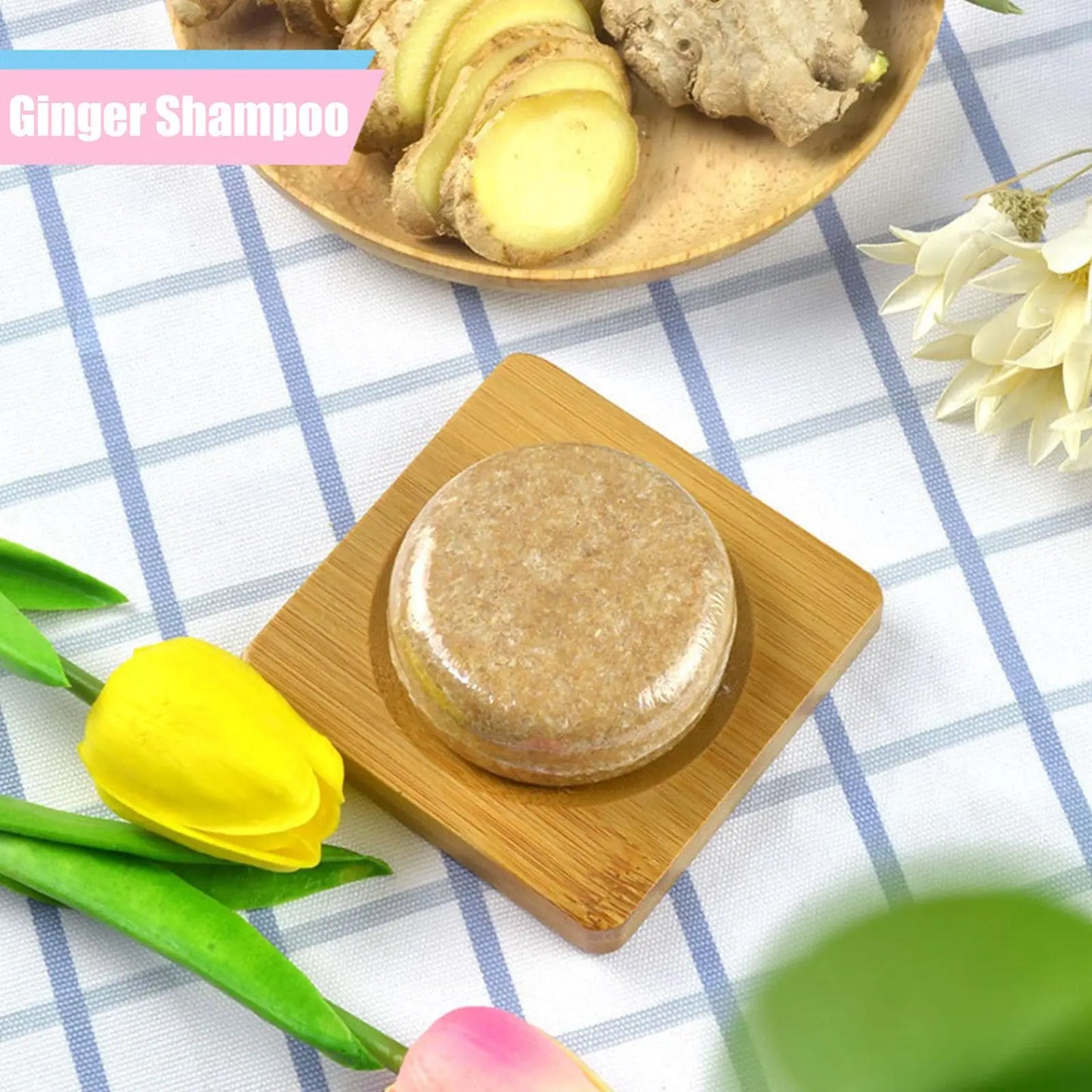 Ginger & Polygonum Herbal Shampoo Soap Bar – Natural Cold Processed Plant-Based Hair Care, Anti-Hair Loss & Nourishing Shampoo Bar