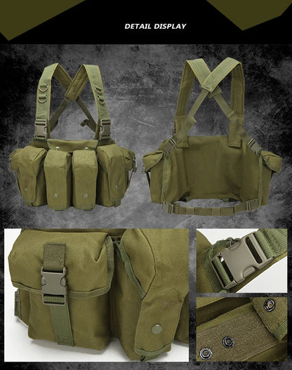 Tactical MOLLE Vest | Quick Release Hunting & CS Training Chest Vest with AK Belly Pockets