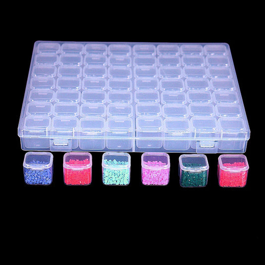 Diamond Painting Storage Container - 28/56 Grid Grooves, Transparent Toolbox for Diamond Embroidery Accessories and DIY Beaded Projects