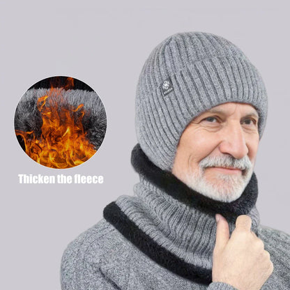 Men's Winter Knitted Bomber Hat with Ear Flaps - Plush Warmth, Faux Fur Lined, Casual Fashion Peaked Cap for Cycling