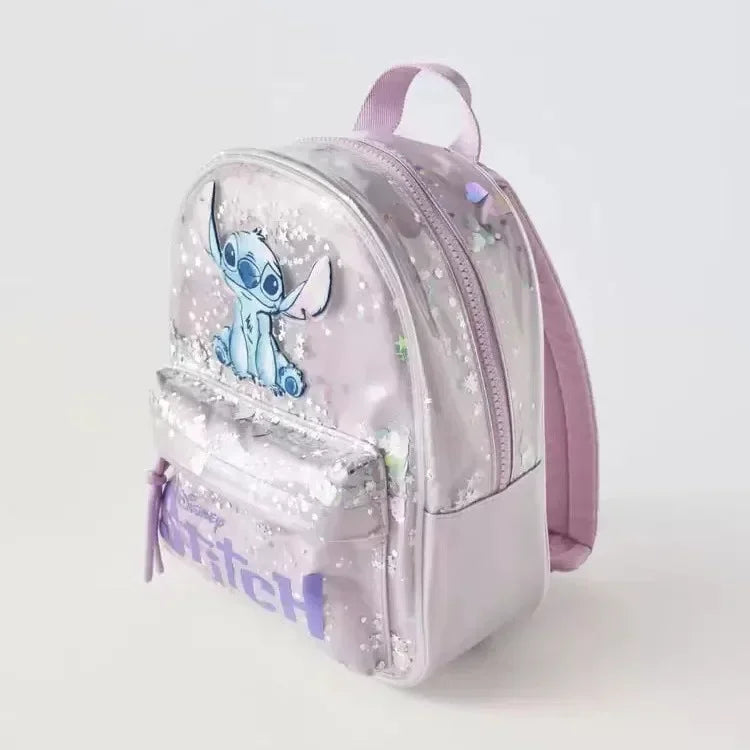 Disney Stitched Cartoon Sequined School Bag - Trendy & Versatile Backpack for Boys and Girls, Perfect for Kindergarten