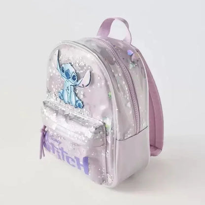 Disney Stitched Cartoon Sequined School Bag - Trendy & Versatile Backpack for Boys and Girls, Perfect for Kindergarten
