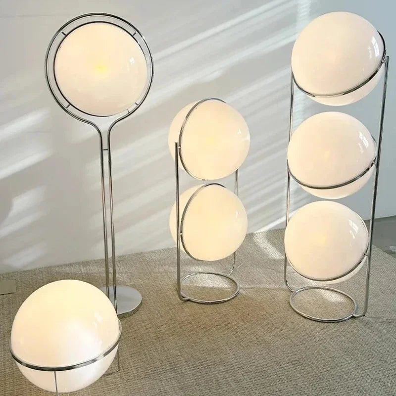 Nordic Designer LED Floor Lamp - Chrome Metal Acrylic Ball Light for Living Room & Hotel Decor