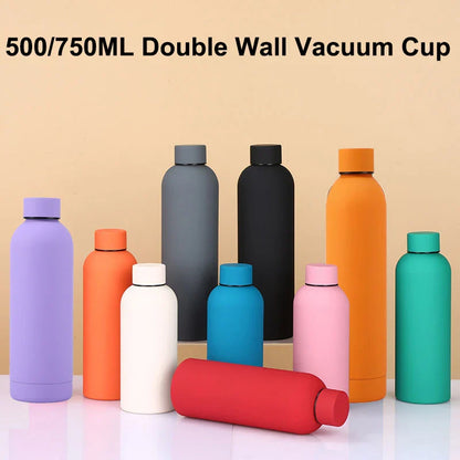 500/750ML Stainless Steel Thermos Cup – Outdoor Sports Kettle, Rubber Paint, Double-Walled Insulated Water Bottle