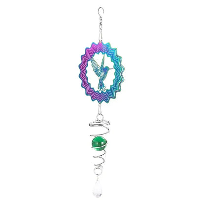 Tree of Life Wind Spinner with Gradient Spiral Tail – Hanging Garden Decor with Gazing Ball & Wind Chime Effect