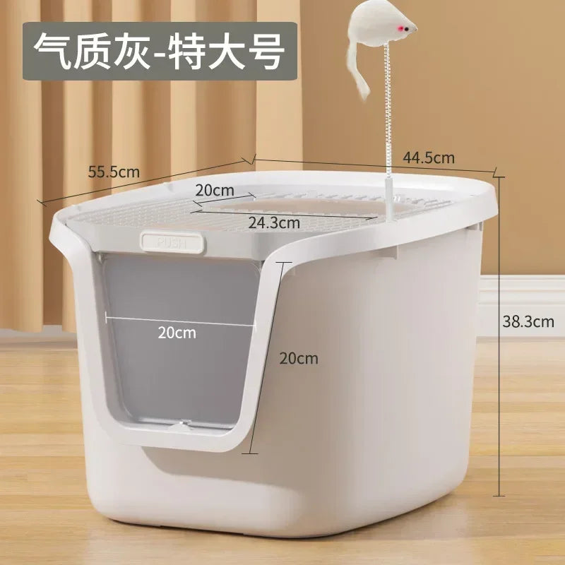 High-Value Super Large Cat Litter Box – Multi-Directional Access Cat Toilet with Lift Cover and Easy-Clean Design