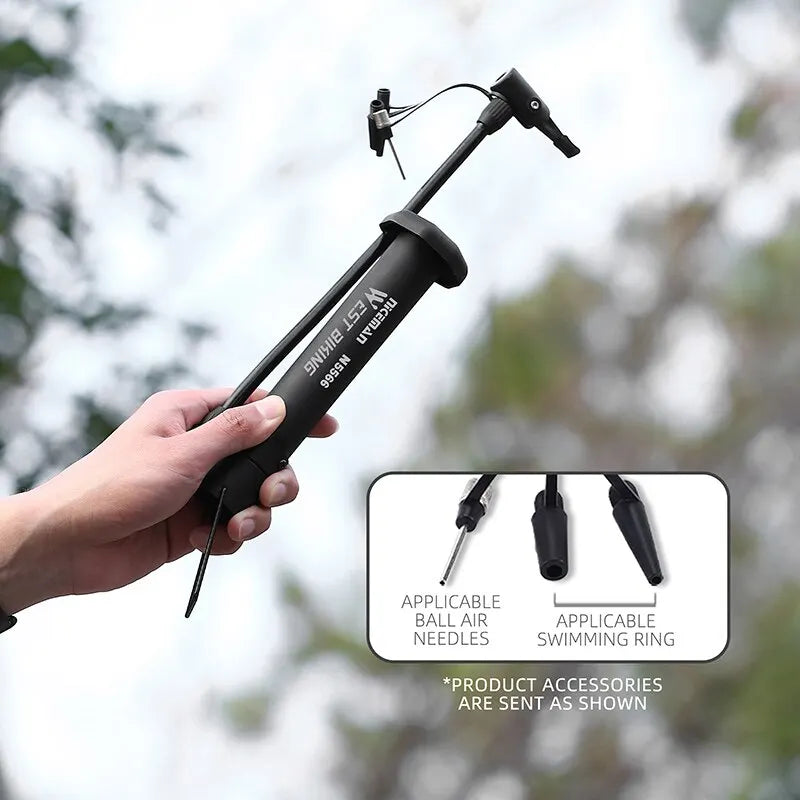 WEST BIKING MTB Bicycle Pump - 80 PSI Manual Air Pump for Balloon Tire Inflation - Schrader Valve Floor Pump Cycling Accessory