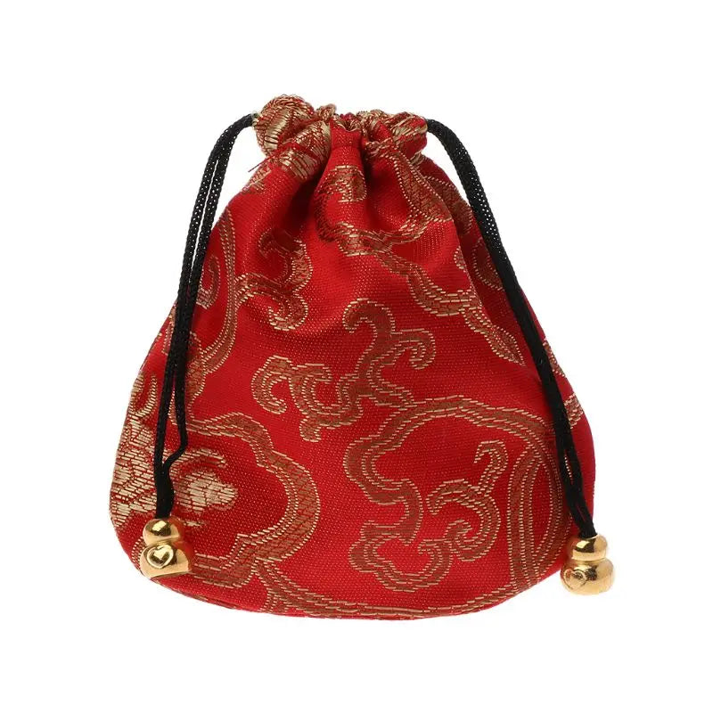 Silk Brocade Drawstring Gift Bags – Embroidered Jewelry, Coin & Candy Pouch for Wedding & Party Favors