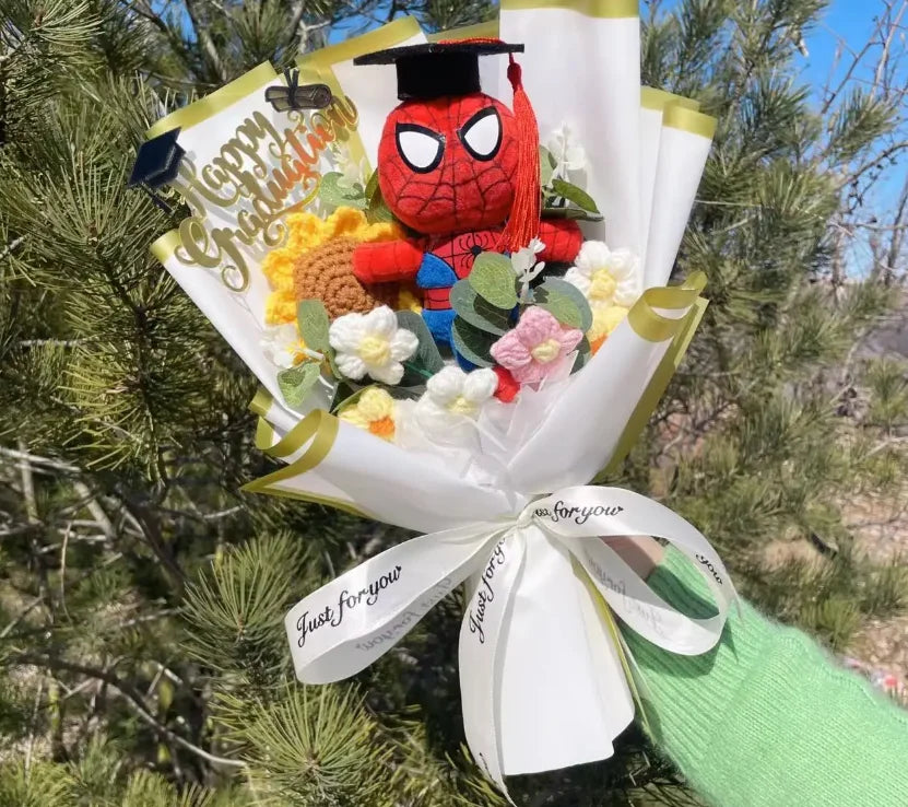Superhero Plush Dolls — Handmade Spider-Man, Hulk, Superman & Captain America Bouquet Toys, Gift for Boys, Graduation, Christmas & Birthday