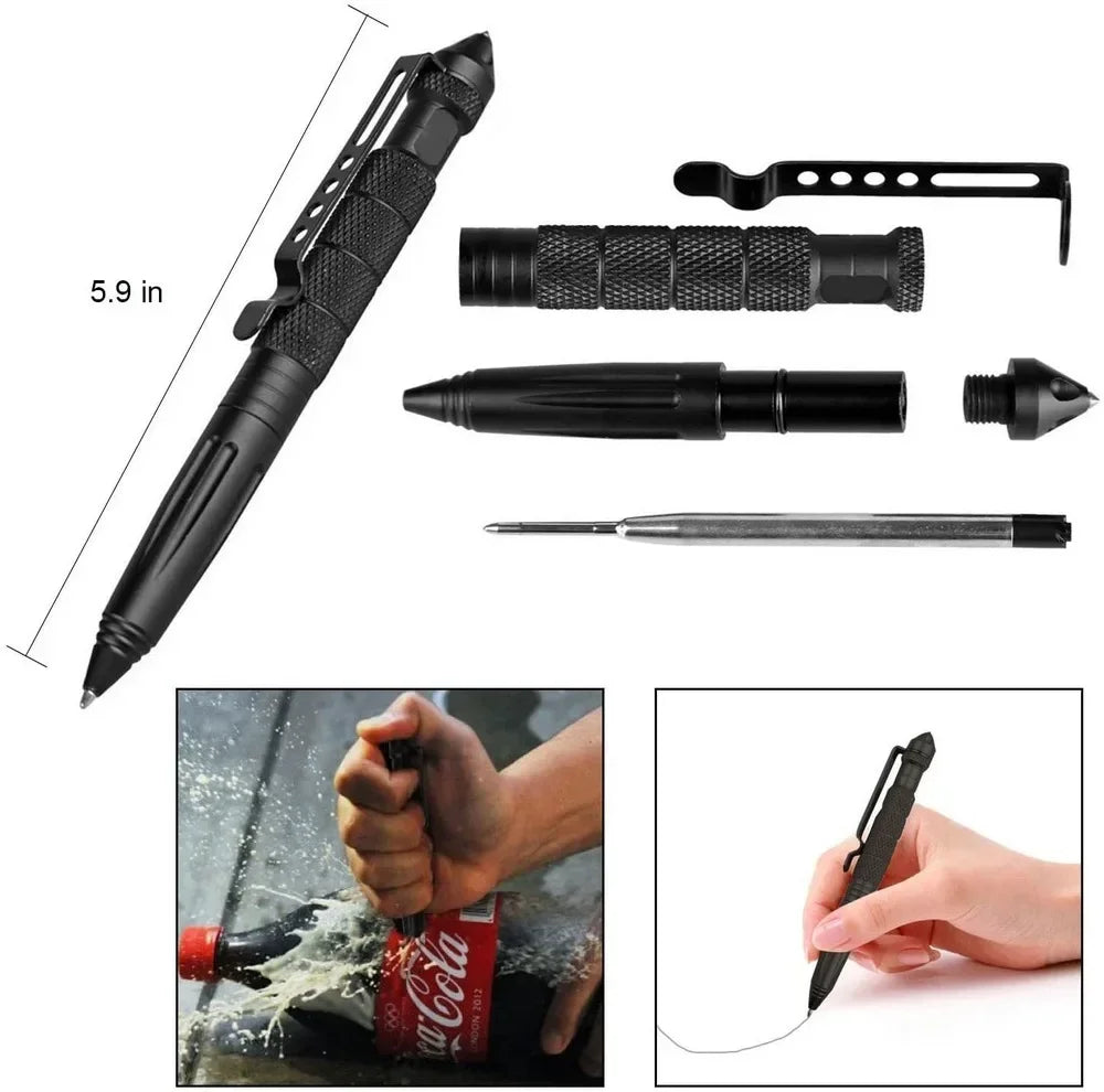 Military Tactical Pen — Multifunction Aluminum Survival & Emergency Glass Breaker