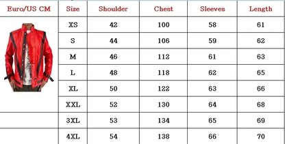 Michael Jackson Thriller Costume Jacket — Red Leather Jacket for Women & Men, Halloween & Christmas Party Outfit