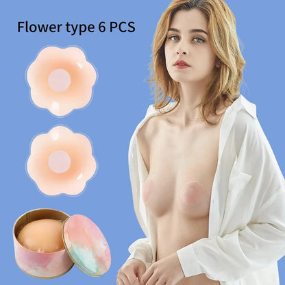 6-Pack Silicone Invisible Chest Patches – Anti-Glare, Breathable & Sexy Lingerie Covers