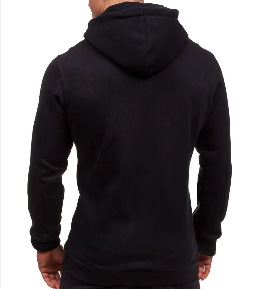 Men’s Casual Zip Hoodie – Solid Color Hooded Sweatshirt Jacket Cardigan for Spring & Autumn
