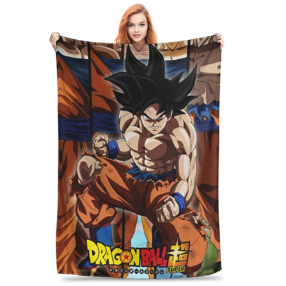 Dragon Ball Z Anime Blanket – Goku Flannel Throw for Bed & Sofa, Warm Cozy DBZ Blanket for Spring & Autumn