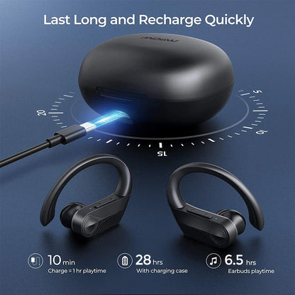 Mpow Flame Solo Wireless Bluetooth Sport Earbuds - IPX7 Waterproof Stereo Bass Headphones with Noise-Reducing Mic