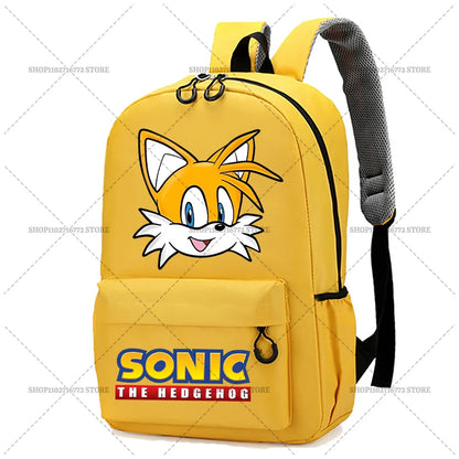 Cartoon Sonic Backpack — School Bag for Kids & Teens Featuring Amy, Rose & Shadow Characters, Perfect Gift for Boys