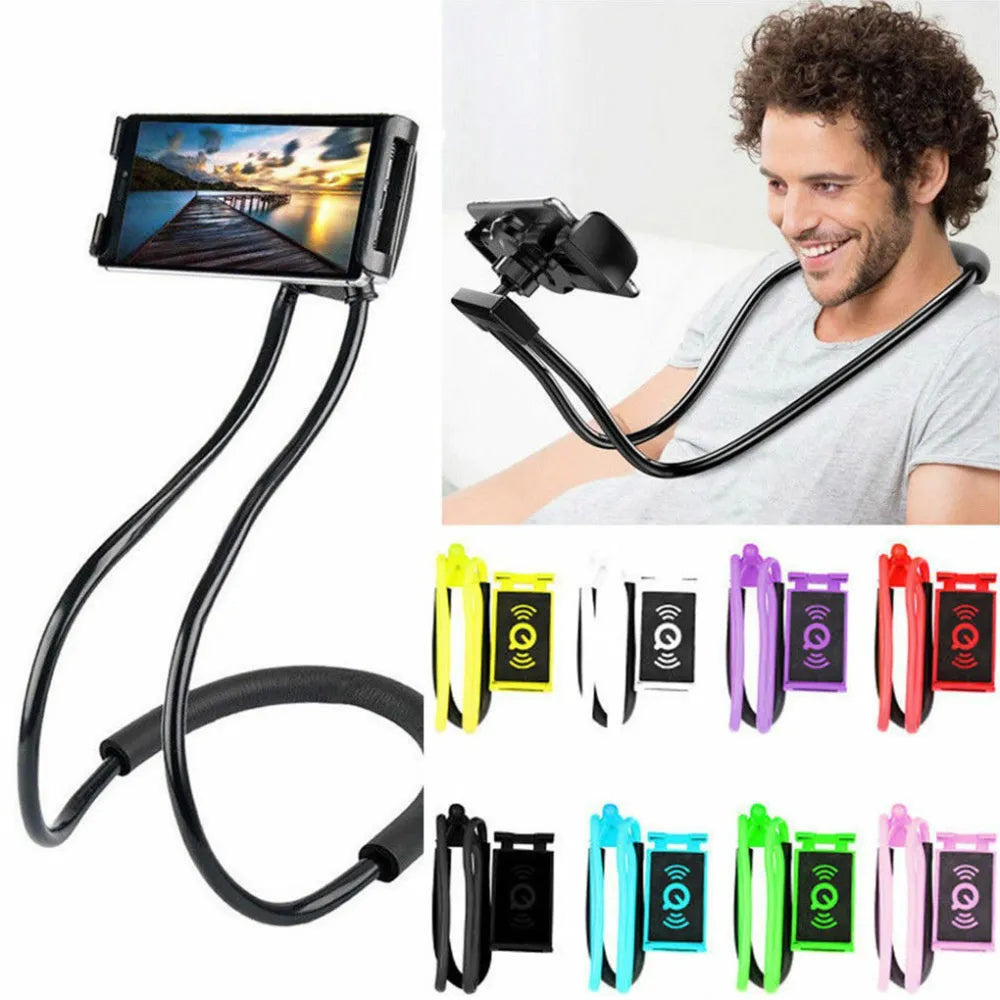 STONEGO Extendable Neck Hanging Selfie Stick Holder - Universal Mobile Phone Rack with 360° Rotating Mount for Hands-Free Convenience