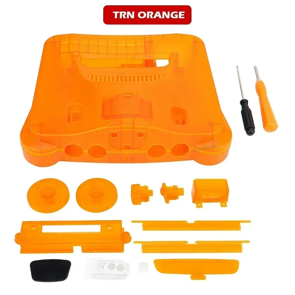 2-Pack Transparent Orange & Purple N64 Replacement Housing Shell – Translucent Case for Nintendo N64 Console