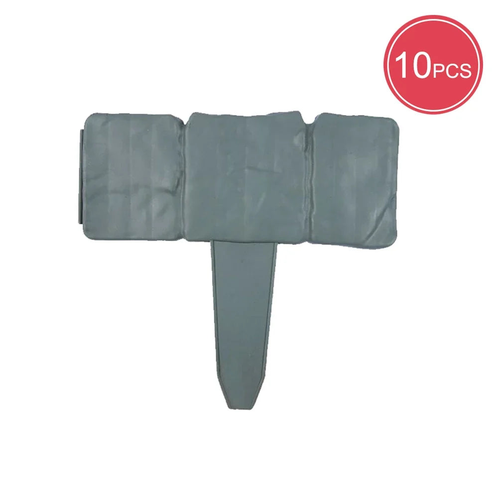 10PCS Garden Fence Stakes - Imitation Stone Decorative Plant Support Lawn Edging Border