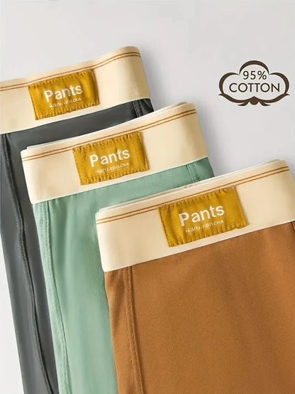 3PCS Men’s Cotton Boxer Shorts – Breathable U-Convex Comfortable Underwear Set for Daily Wear & Sports Trunks