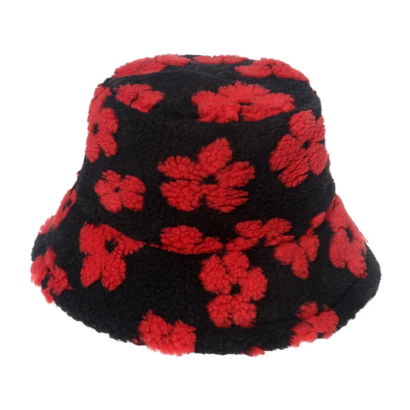 Women’s Winter Bucket Hat – Fashion Leopard Panama, Warm Vintage Faux Fur Fisherman Cap