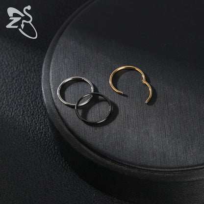 ZS G23 Titanium Steel Nose Ring – Round Septum & Cartilage Piercing Jewelry for Men & Women (20G/18G/16G, 6–14mm)