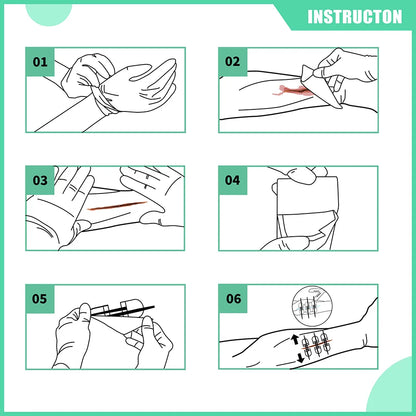 RHINO RESCUE Zip Stitch Wound Closure Kit – Dressings & Strips for Cut Care