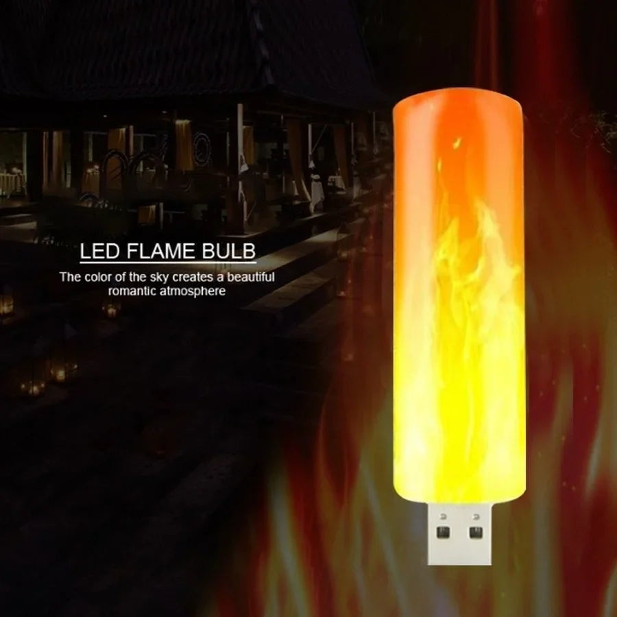 LED Atmosphere USB Light – Flame Flashing Candle Effect Book Lamp for Power Bank, Camping, and Cigarette Lighter Lighting