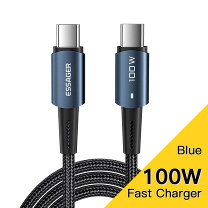 Essager USB-C Cable 100W PD QC 4.0 – Fast Charging Type-C Cable for MacBook Pro, Samsung, Xiaomi