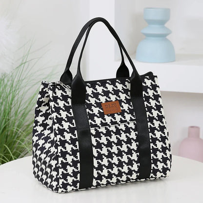 Insulated Commuter Lunch Bag with Storage Pouch — Portable Handbag for Office, Thermal Food Carrier with Meal Box Included