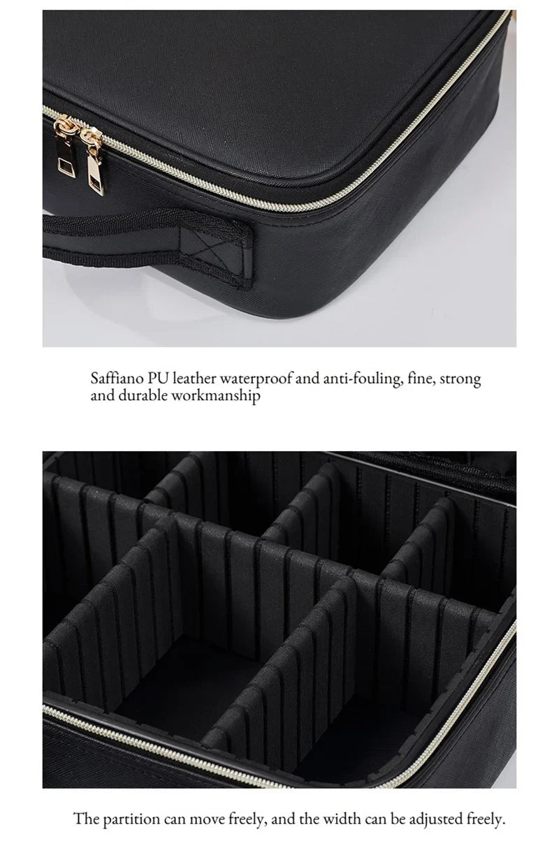 LED Cosmetic Case with Lights & Mirror – Large Capacity Luxury Makeup Bag with Premium Feel