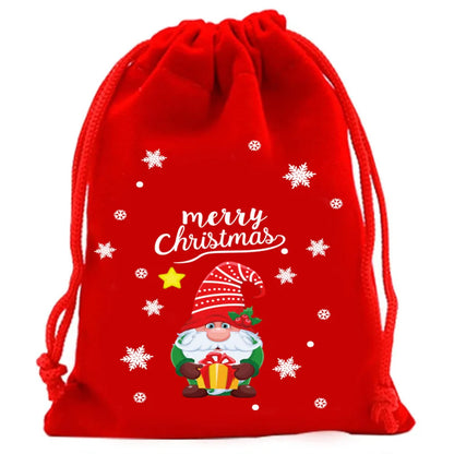 2025 Christmas Velvet Drawstring Bags – Red & Green Candy, Gift, Party, and Biscuit Storage Pouches