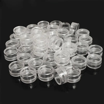 50Pcs Transparent Plastic Jewelry & Bead Storage Box Set – Small Round Containers for Makeup & Organizer